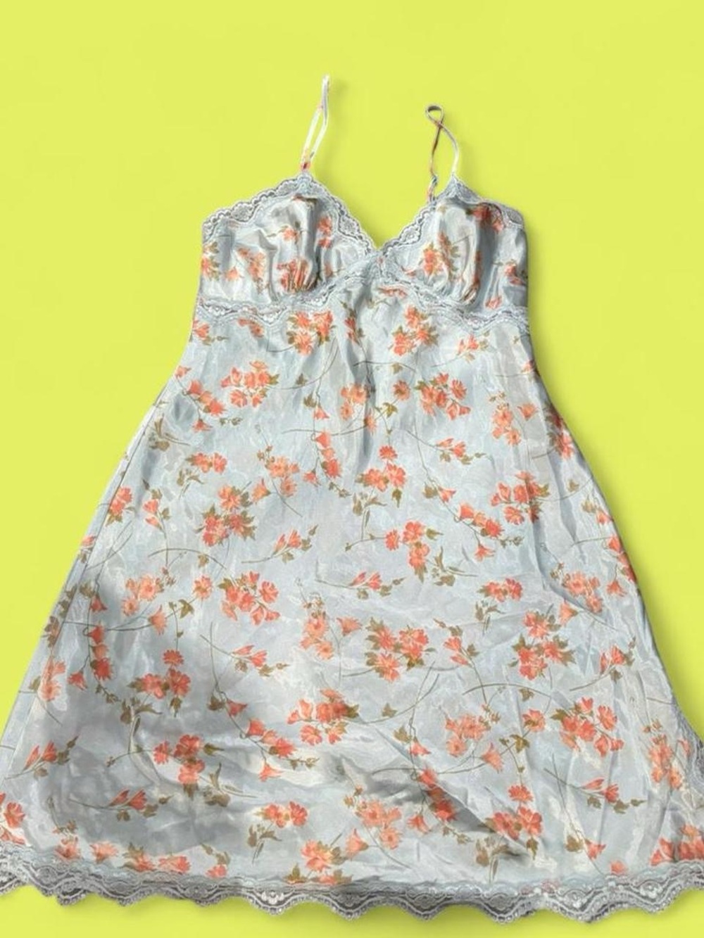 Gilligan & O'Malley Light Blue Slip with Coral Floral Print